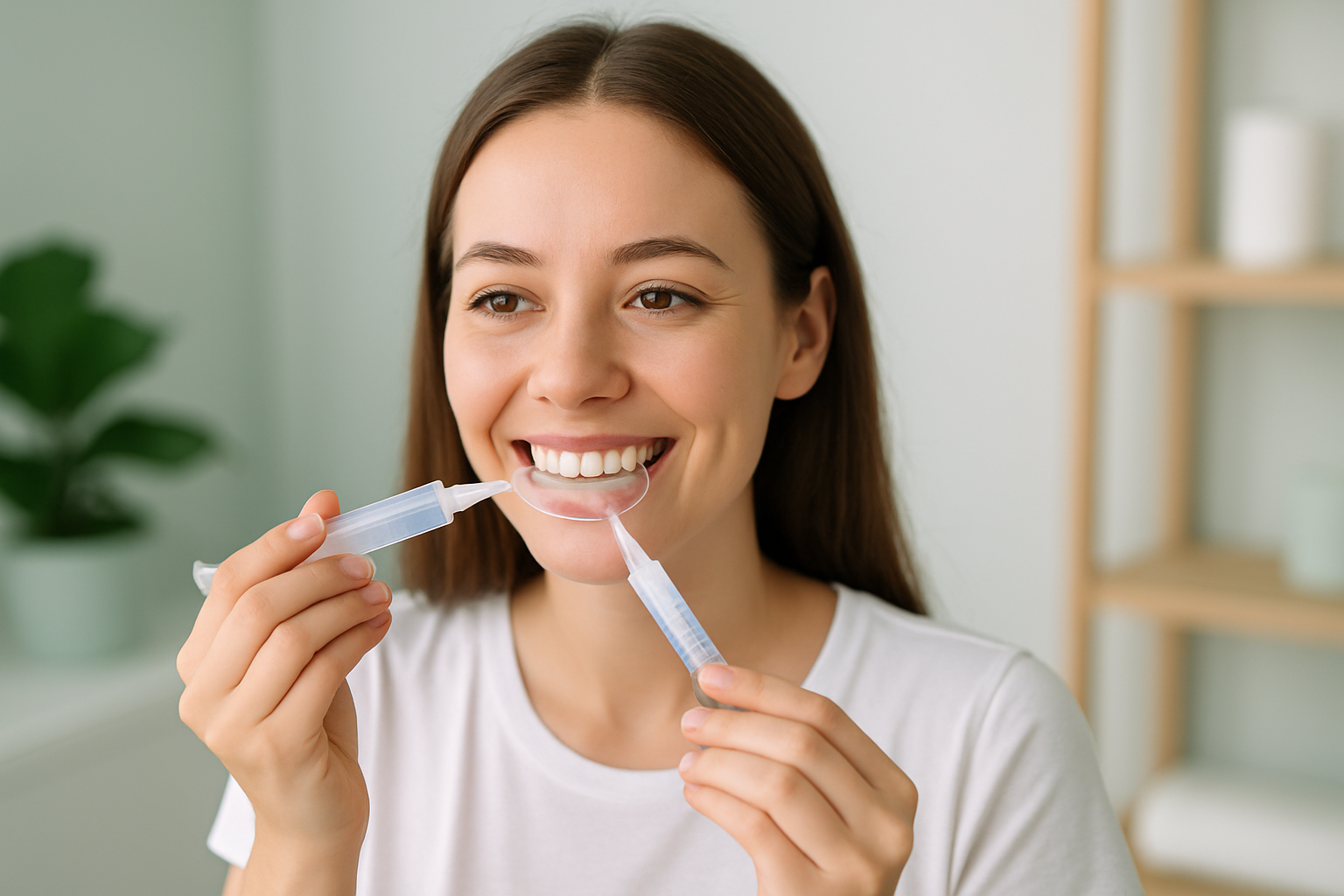 Bleaching Gel mit Applikator und Zahnschienen für die Zahnaufhellung