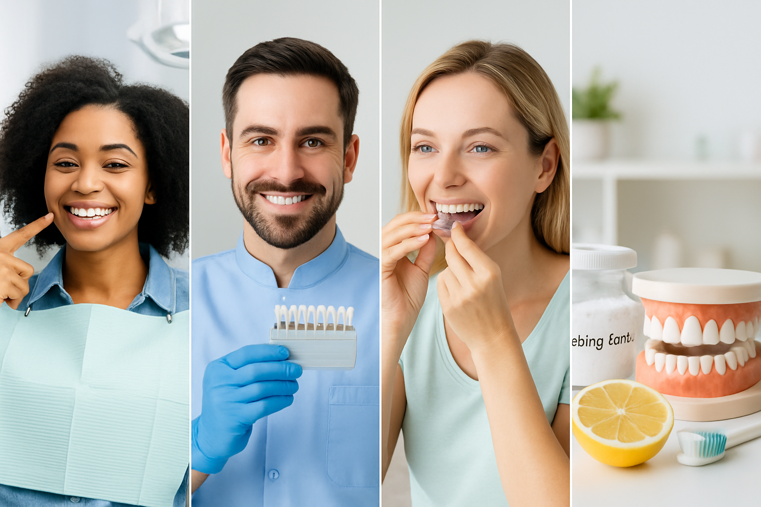 Zahnarzt führt professionelles In-Office-Bleaching bei Patientin durch